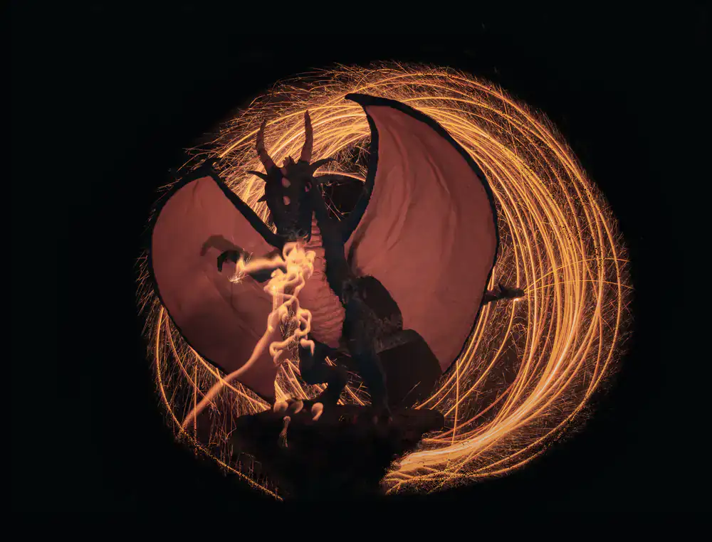 Gameplay screen showing a cinematic dragon boss fight